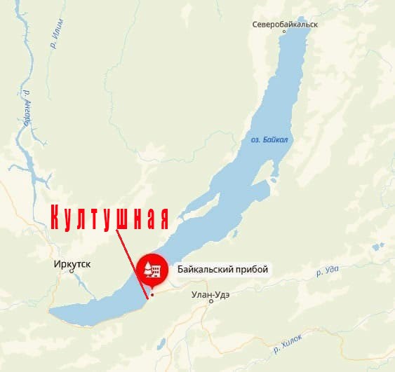 Култушная на карте Байкала
